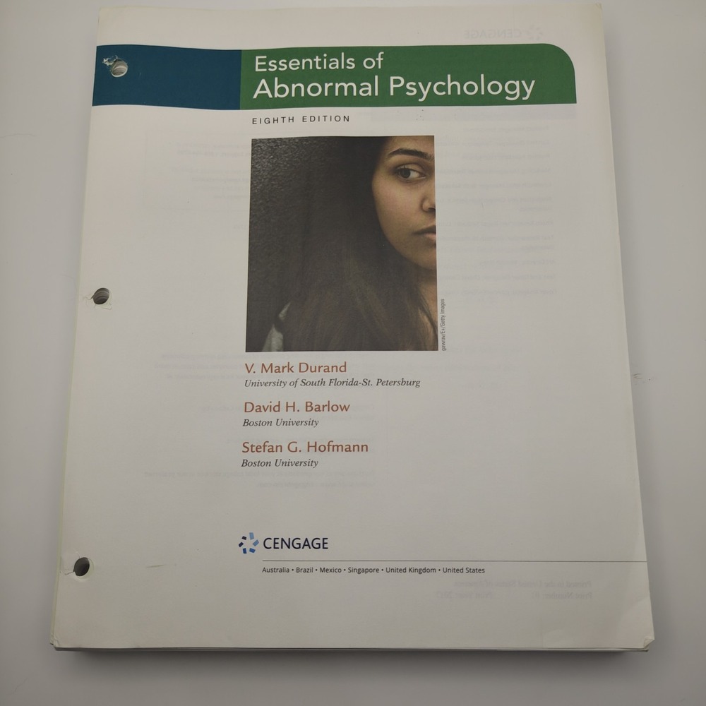 Essentials of Abnormal Psychology 9781337619394 8th Eighth Edition Loose Leaf